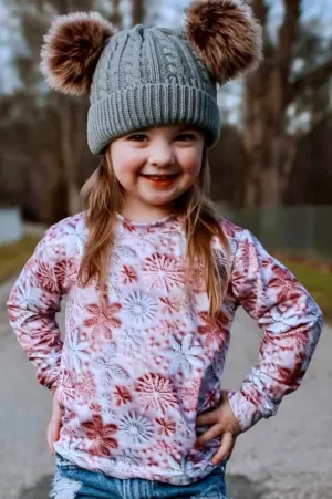 1 left! 3/4yr ~ Pullover Top ~ Faux Embroidered Snowflakes