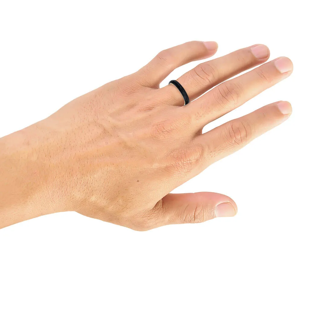 4MM Tungsten Carbide   14K Gold Ring - Organic Faceted Pattern with 14K Gold Interior