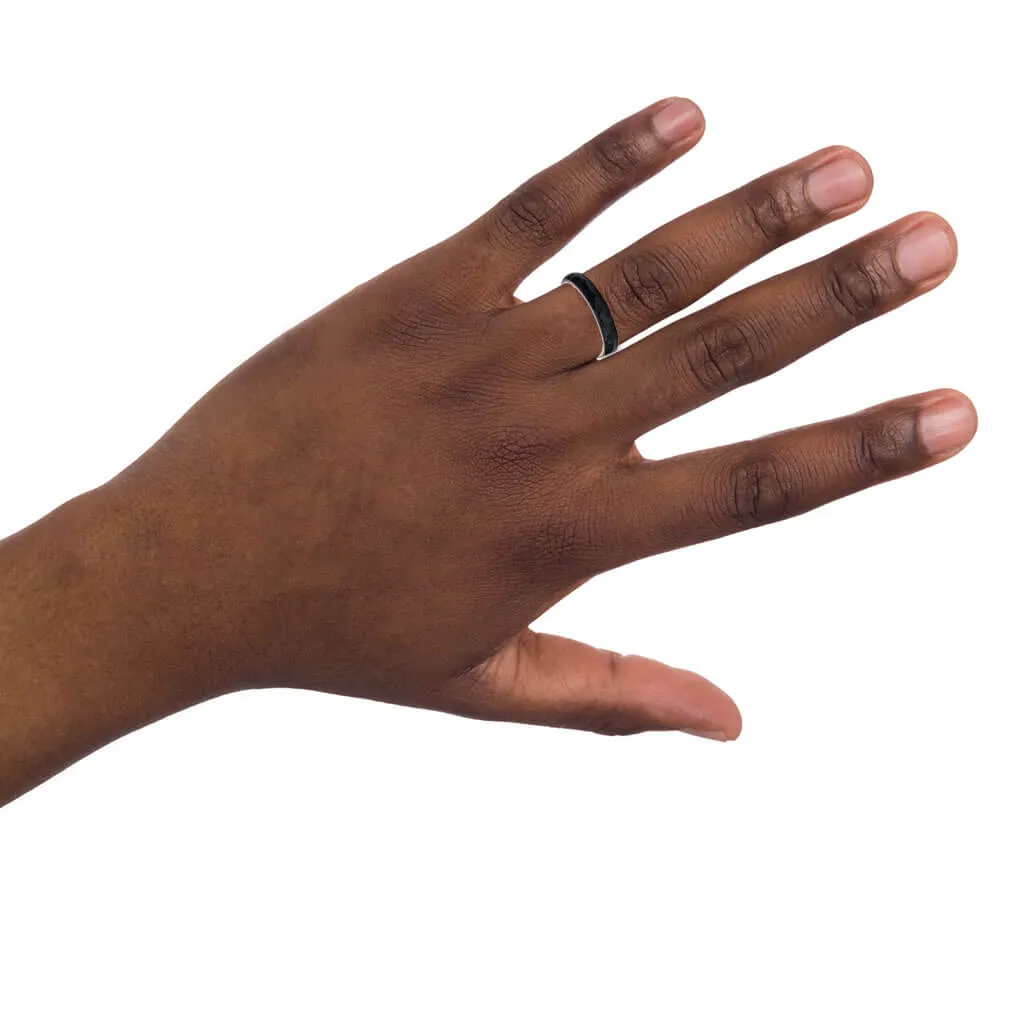 4MM Tungsten Carbide   14K Gold Ring - Organic Faceted Pattern with 14K Gold Interior