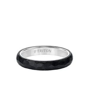 4MM Tungsten Carbide   14K Gold Ring - Organic Faceted Pattern with 14K Gold Interior
