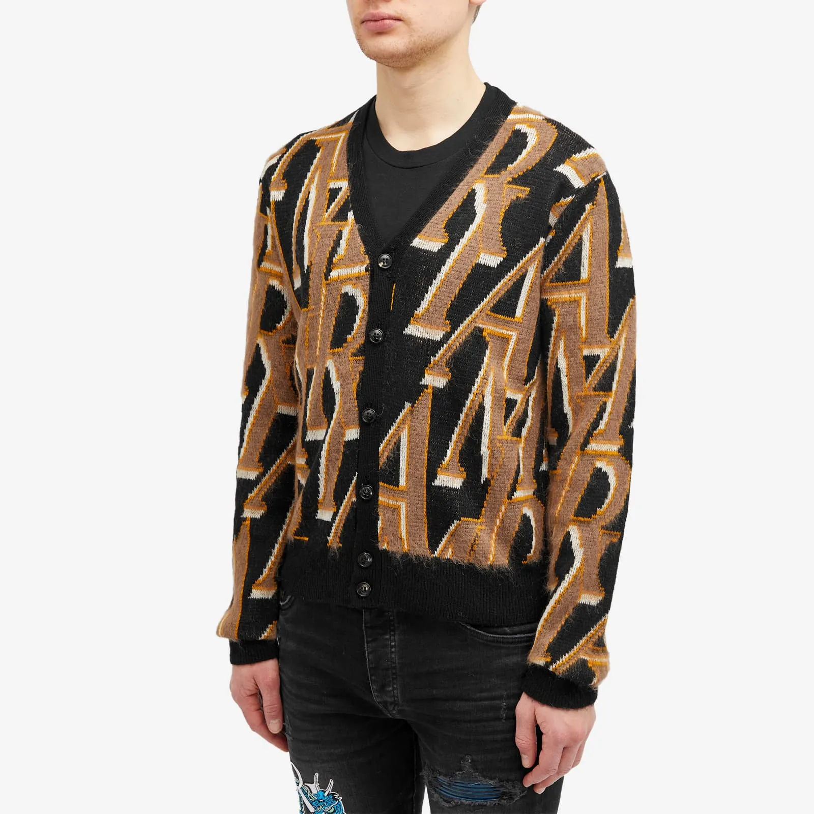 Amiri Repeat Logo Cardigan, black
