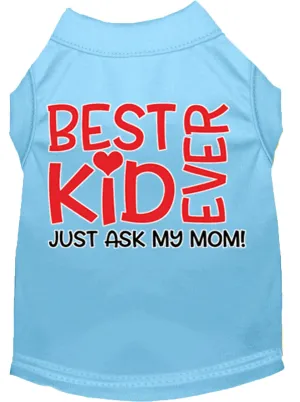 Ask My Parents Screen Print Dog Shirt Baby Blue Sm