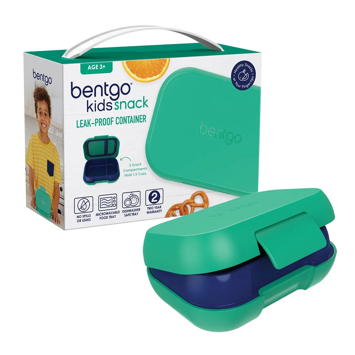 Bentgo Kids CHILL Lunch Box & Snack Box Bundle - Green/Navy