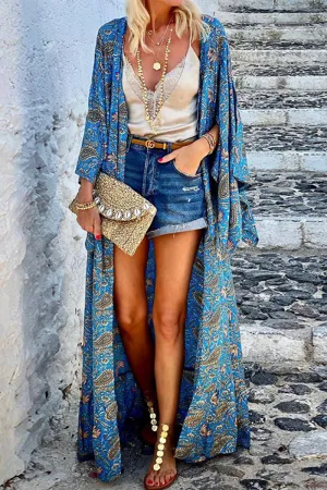 Bohemian Print Printing Cardigan Collar Outerwear
