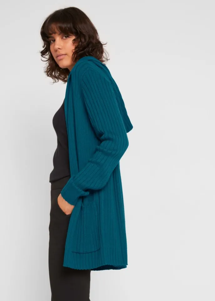 Cardigan with hood Bpc Bonprix Collection, blue