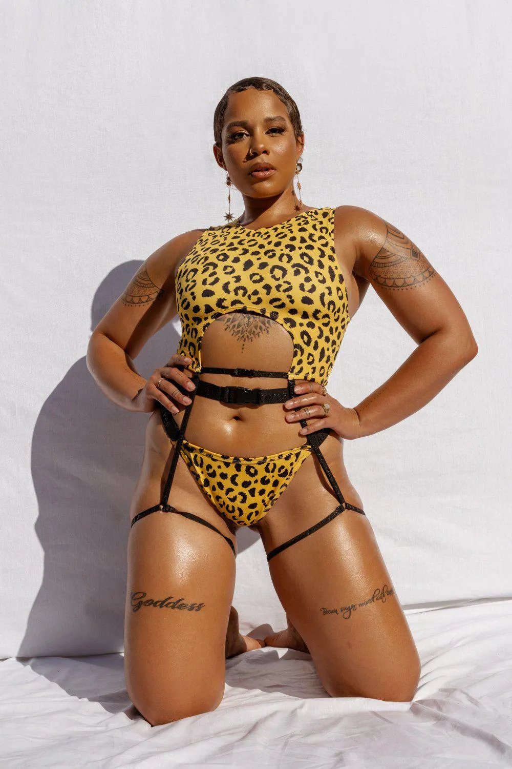 CXIX Buckle Up Garter Top SAFARI - Yellow Leopard