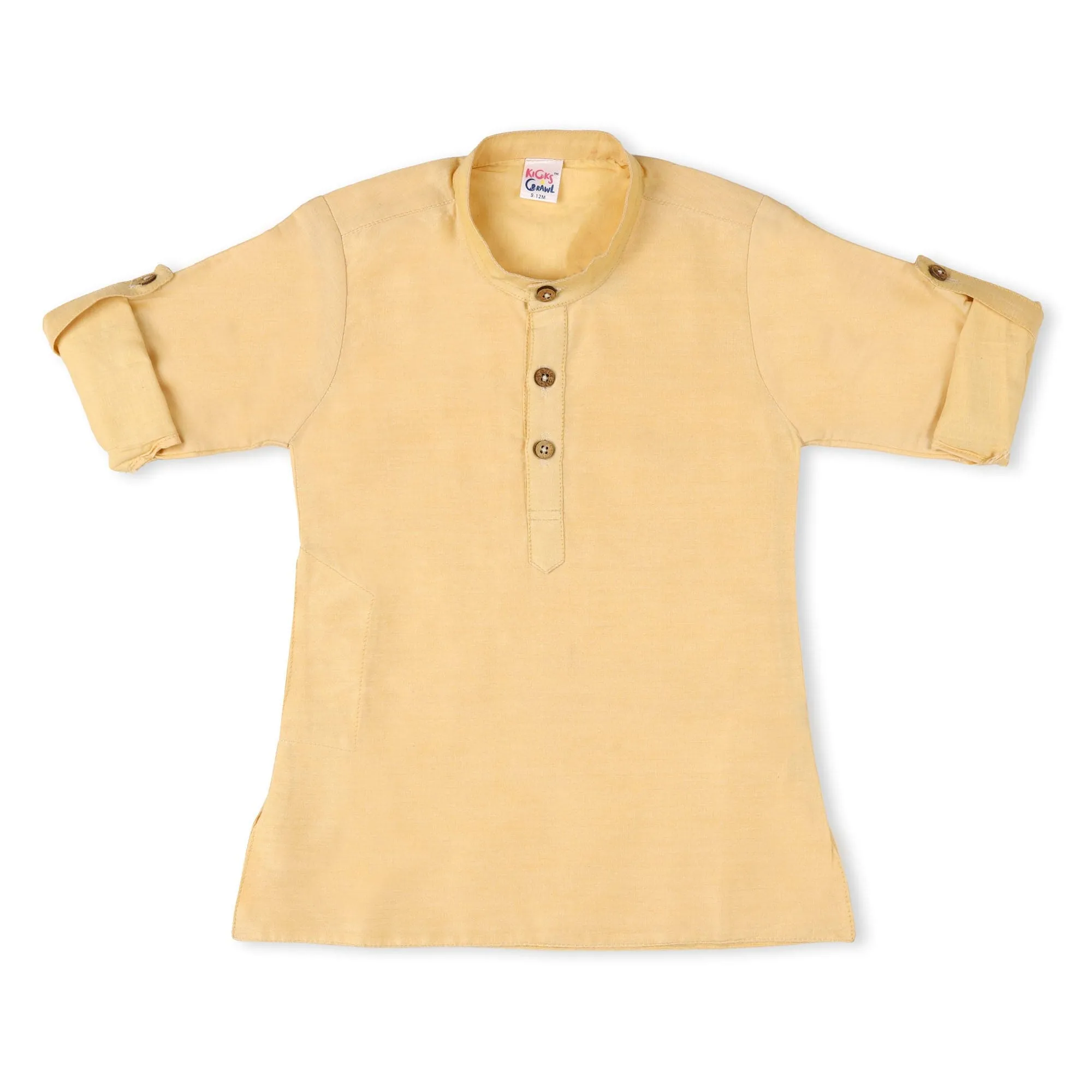 Kicks & Crawl Cream & Yellow Dhoti Kurta Set