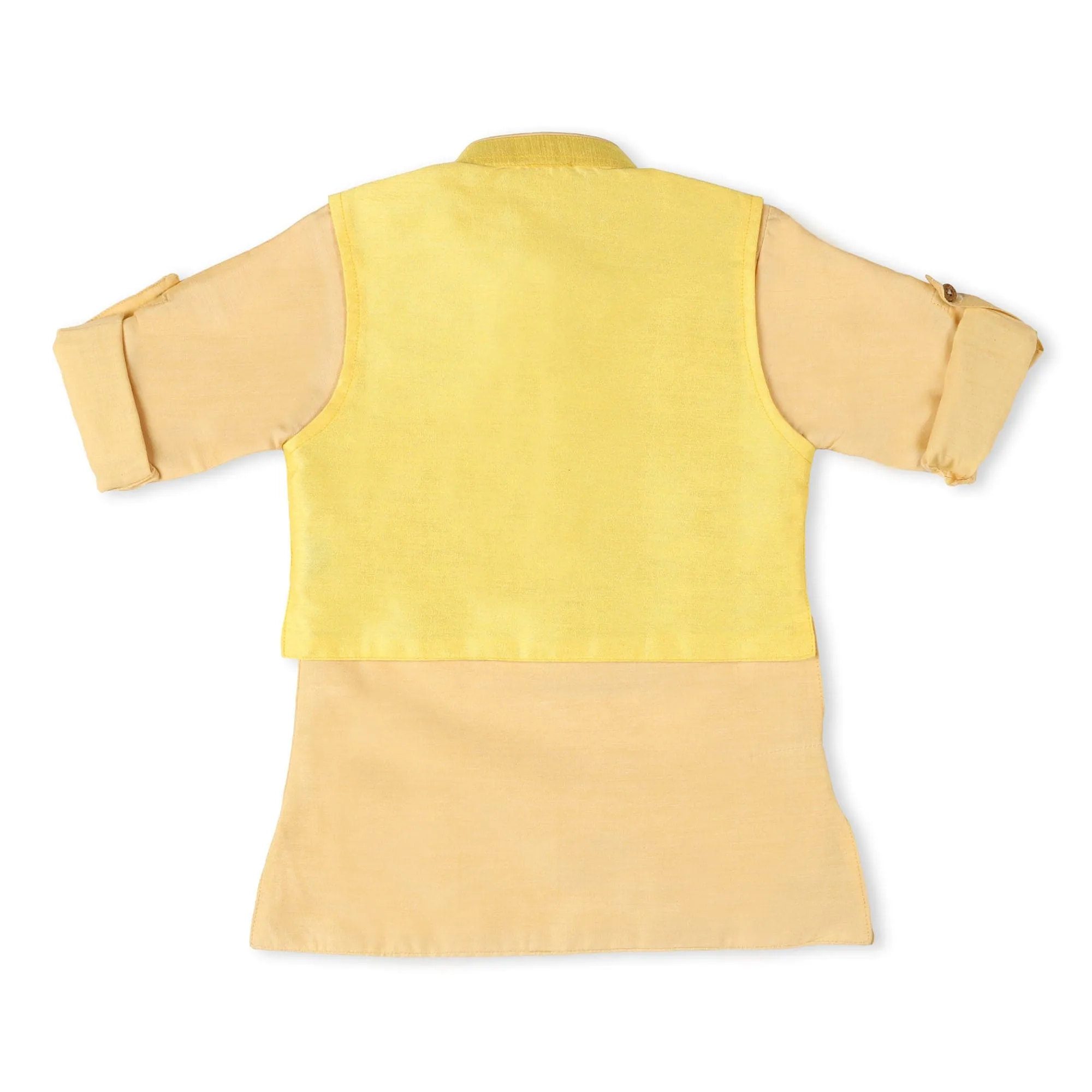 Kicks & Crawl Cream & Yellow Dhoti Kurta Set