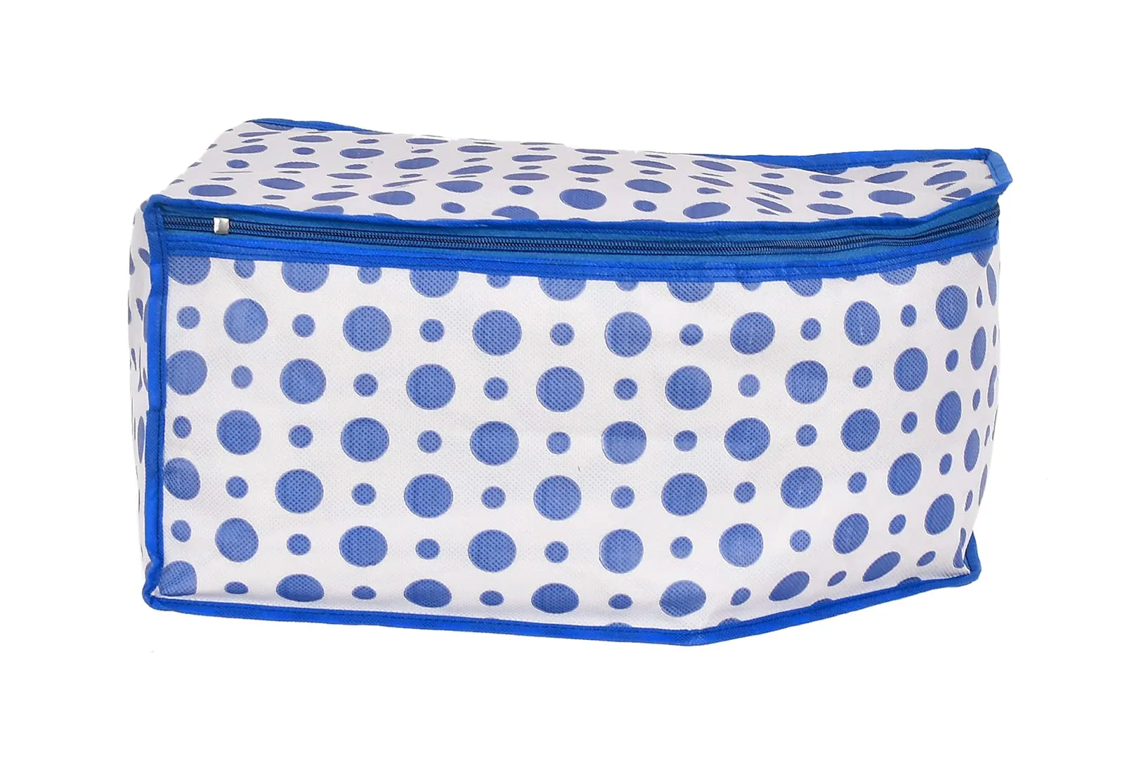 Kuber Industries Dot Printed Non-Woven Blouse Cover, Cloth Organizer, Wardrobe Organiser With Tranasparent Window- Pack of 6 (Blue)-46KM0310