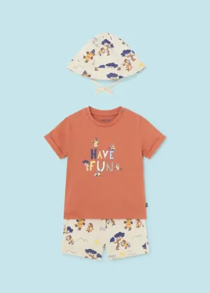 Mayoral Baby & Toddler Boys Monkeys 3 Piece Shirt, Shorts and Hat Set