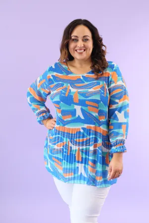 Meadow Pleated Blouse in Blue