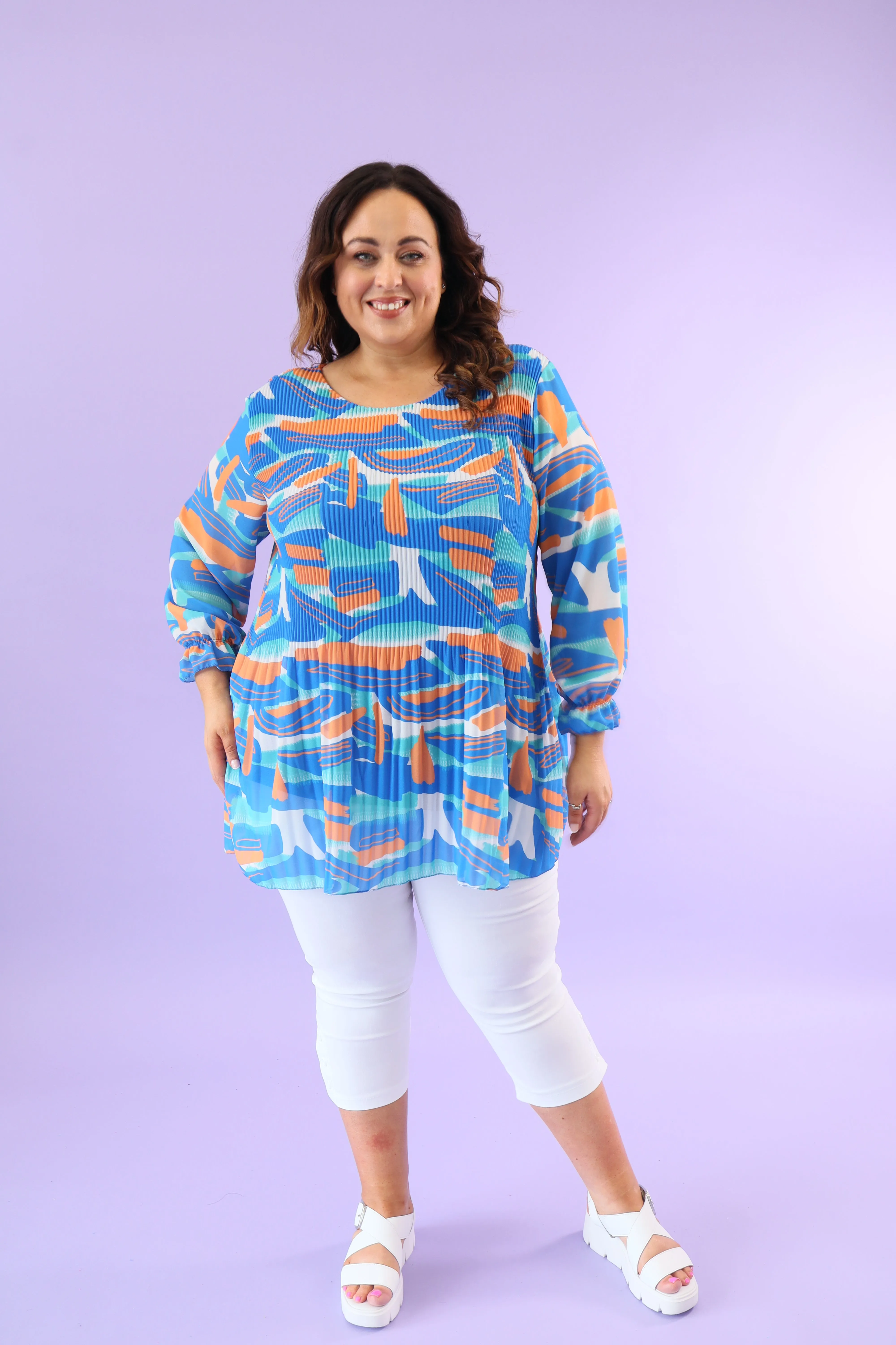 Meadow Pleated Blouse in Blue