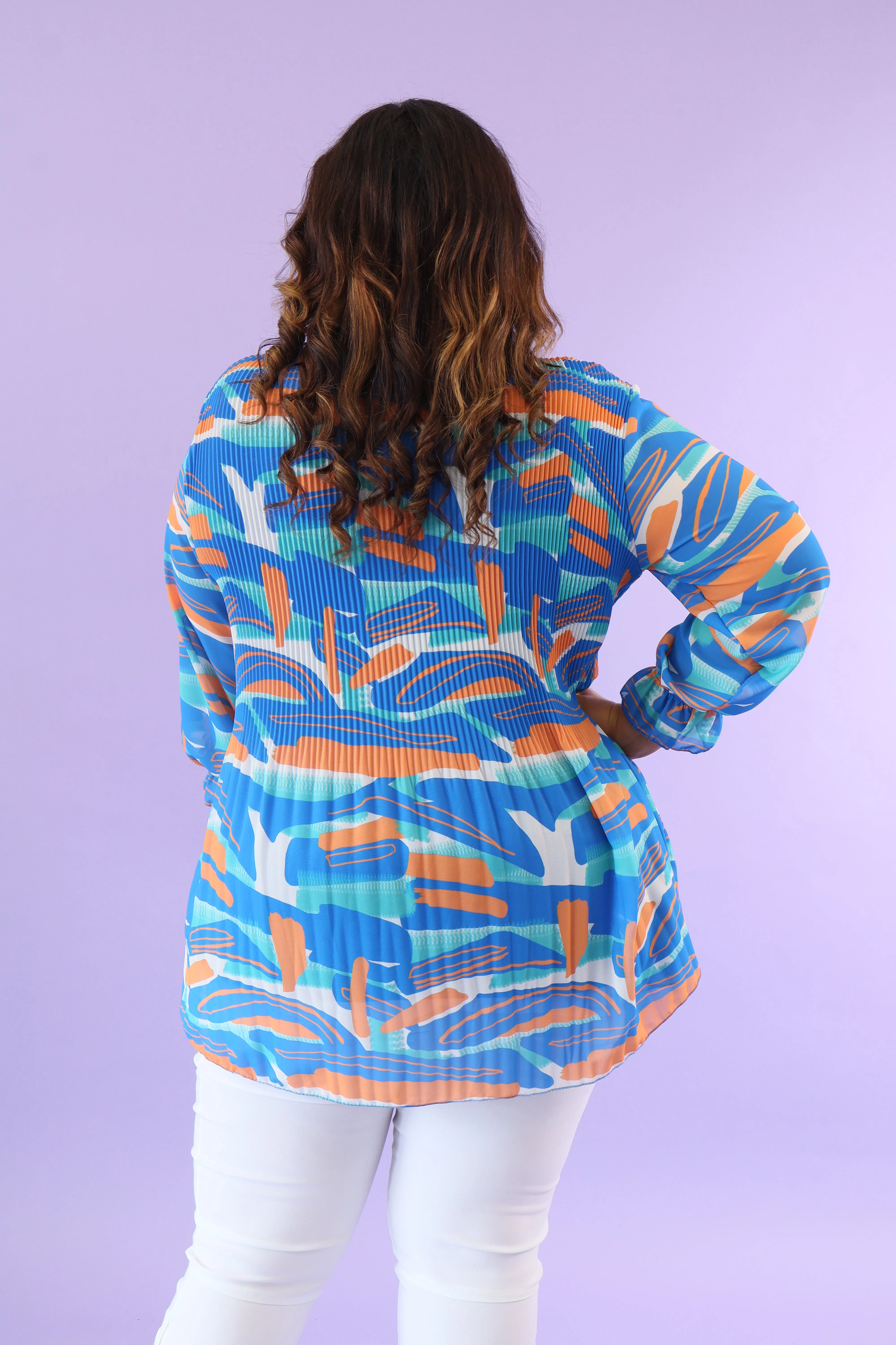 Meadow Pleated Blouse in Blue