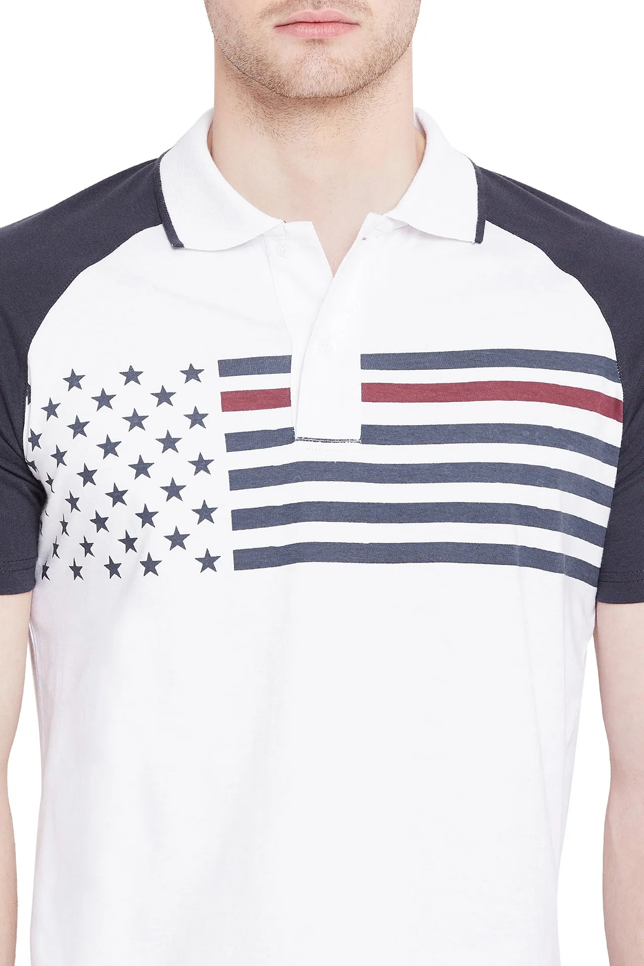 Men White Solid Casual Polo T-shirts
