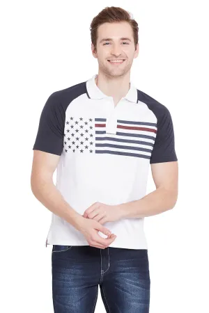 Men White Solid Casual Polo T-shirts