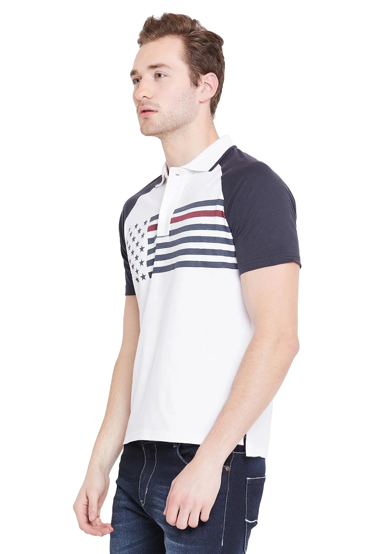 Men White Solid Casual Polo T-shirts