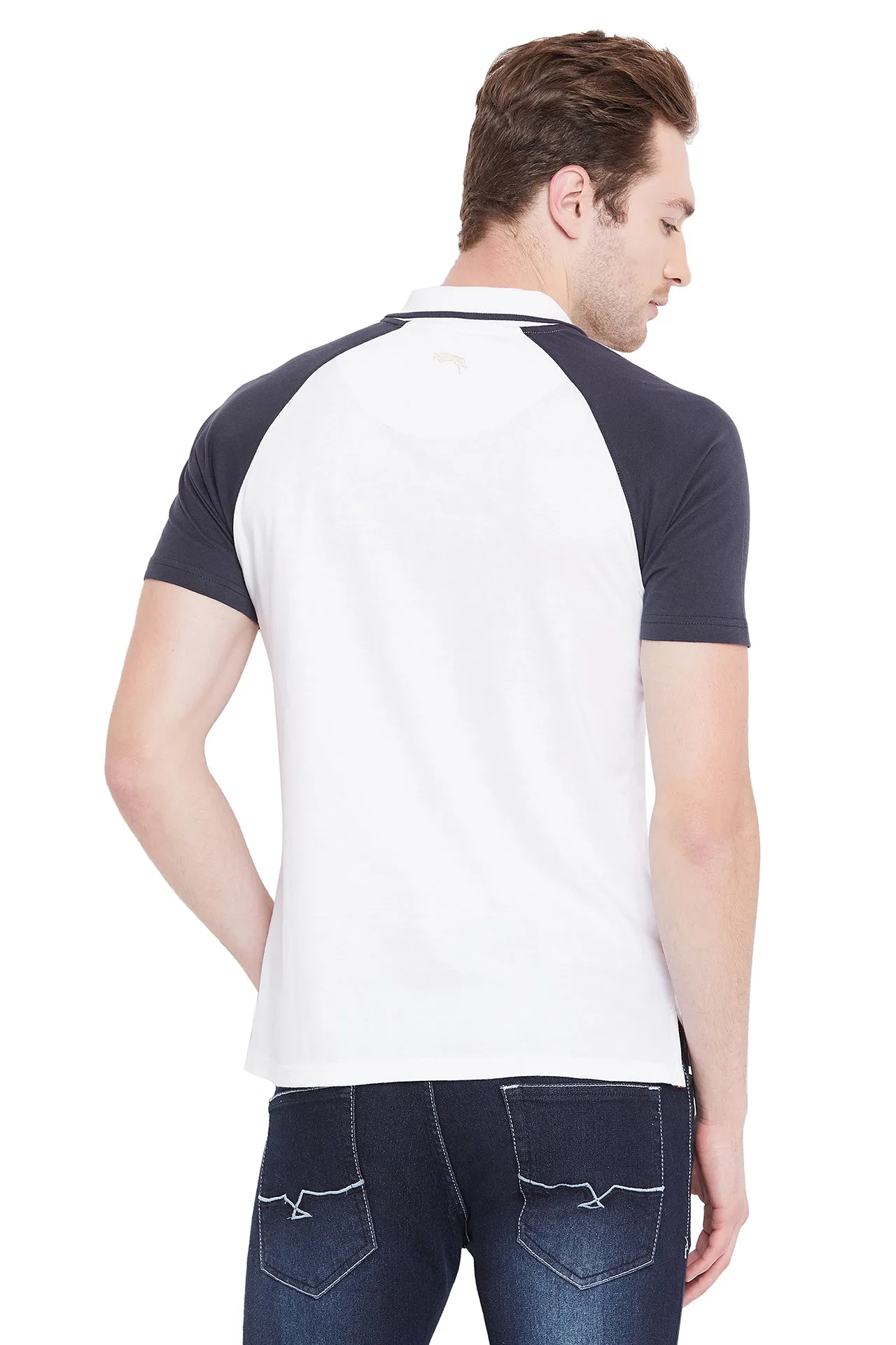 Men White Solid Casual Polo T-shirts