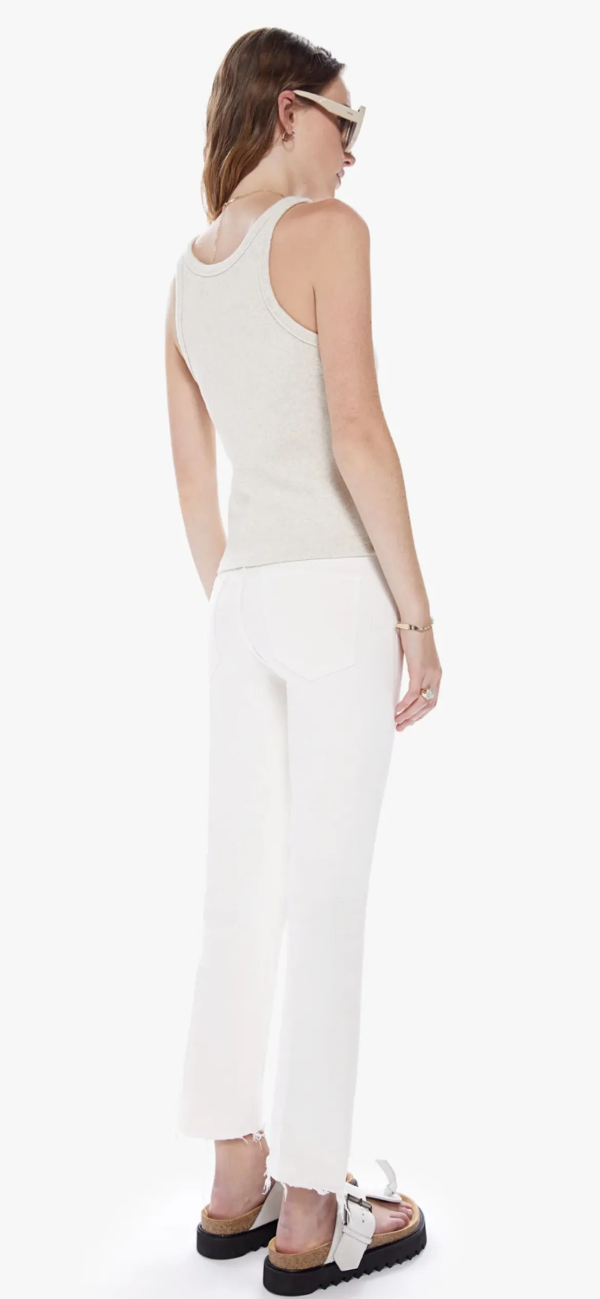 MOTHER- The Insider Crop Step Fray Cream Puffs