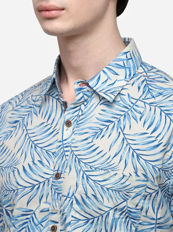 Palm Blue Slim Fit Solid Casual Shirt | Greenfibre