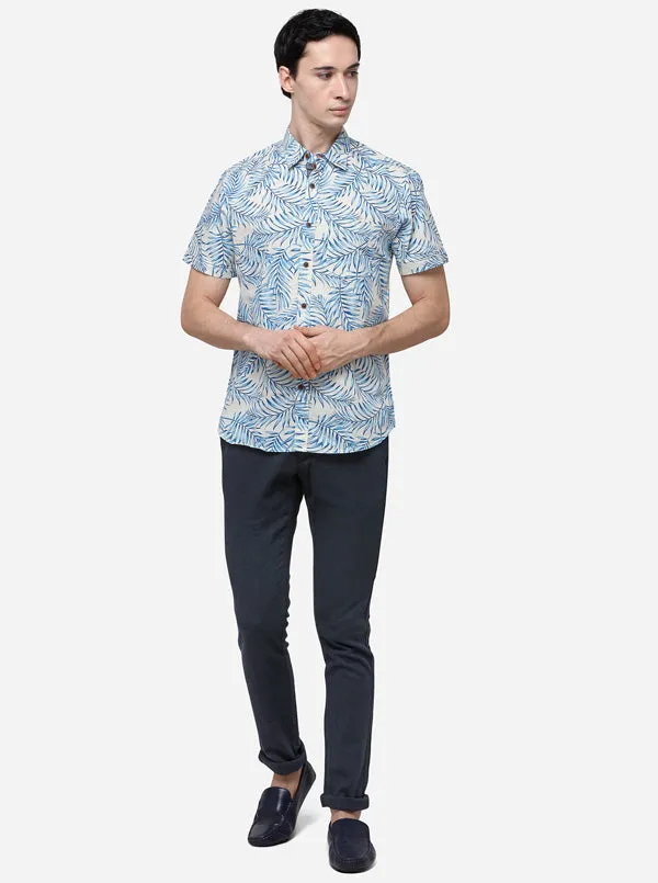 Palm Blue Slim Fit Solid Casual Shirt | Greenfibre