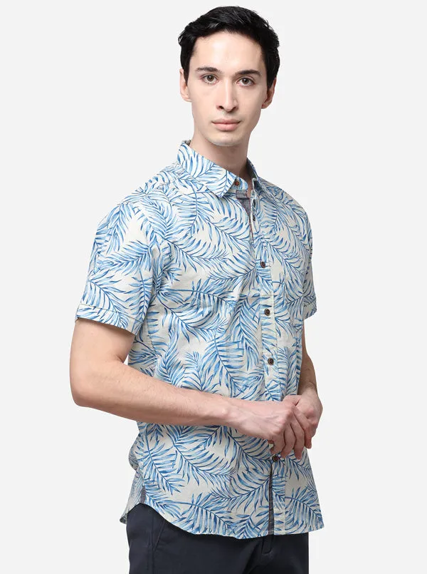 Palm Blue Slim Fit Solid Casual Shirt | Greenfibre