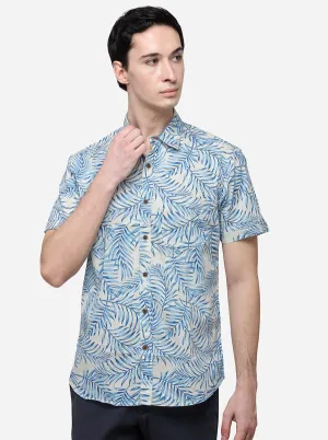 Palm Blue Slim Fit Solid Casual Shirt | Greenfibre