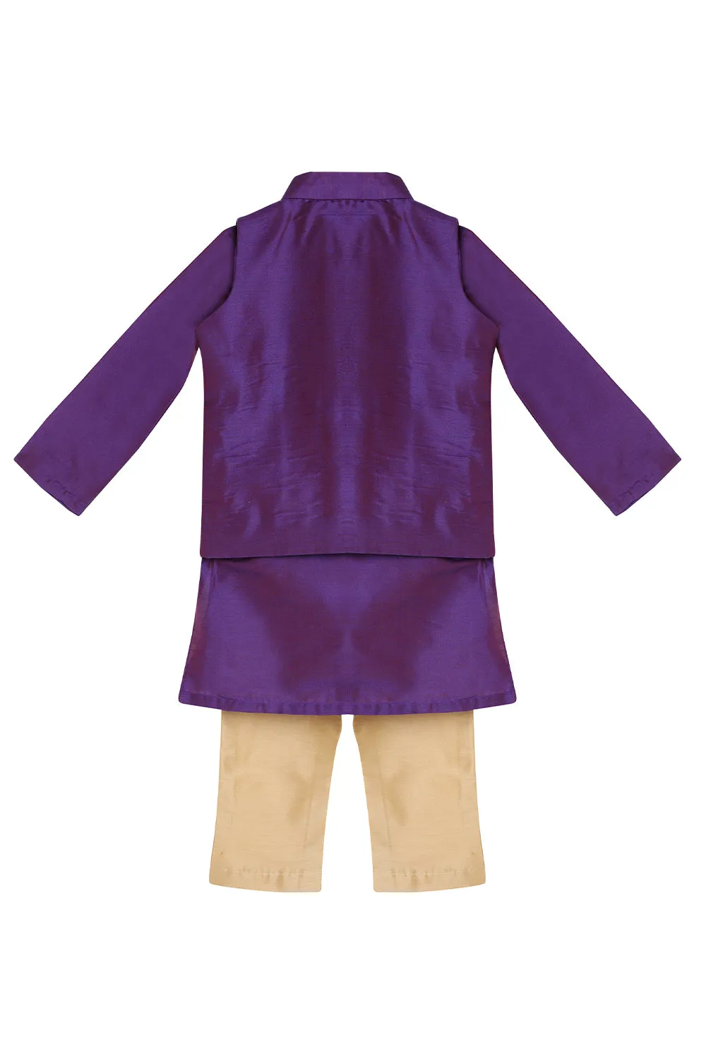 Purple kurta with embroidered jacket and pyjama