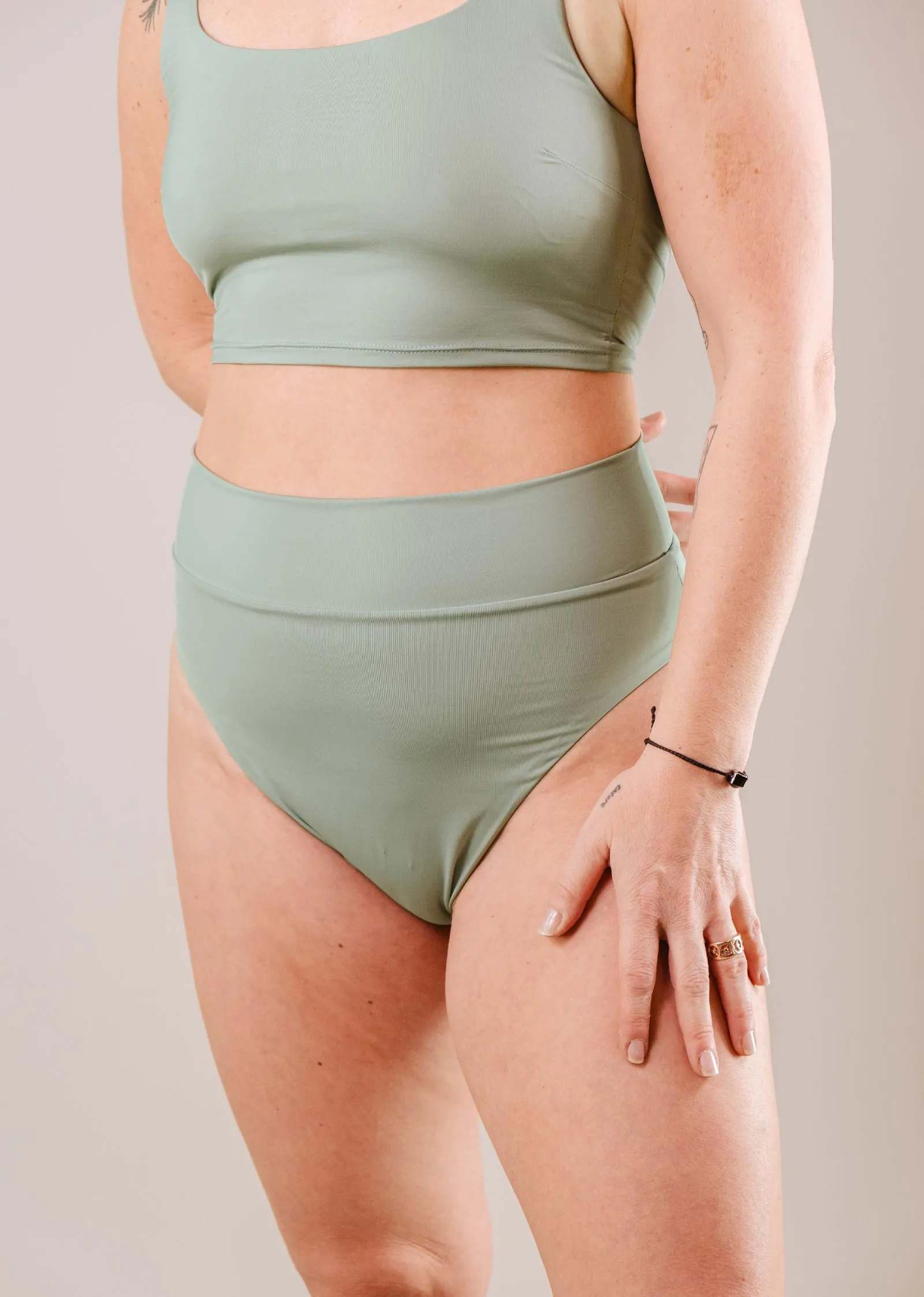Tofino Agave High Leg High Waist Bikini Bottom