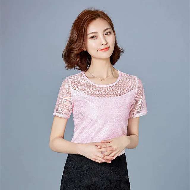 Tops lace chiffon blouse