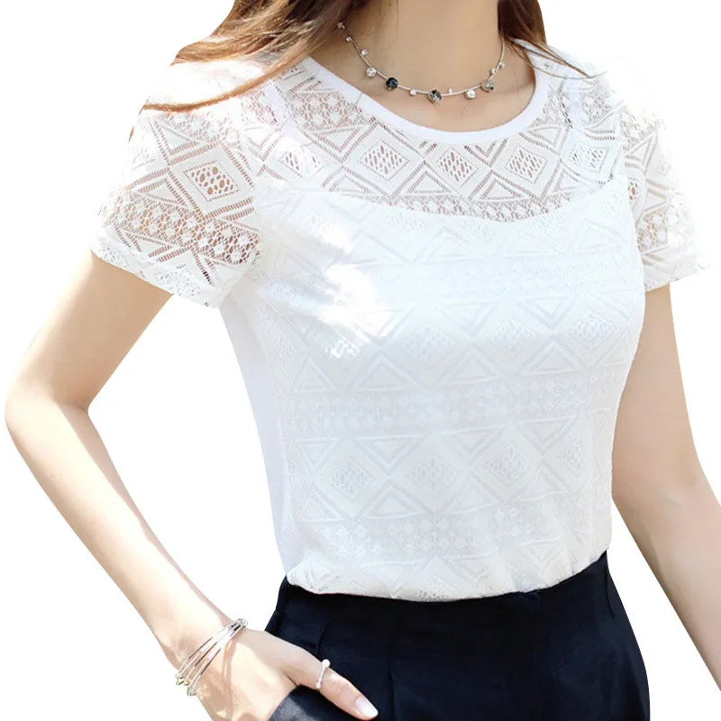Tops lace chiffon blouse