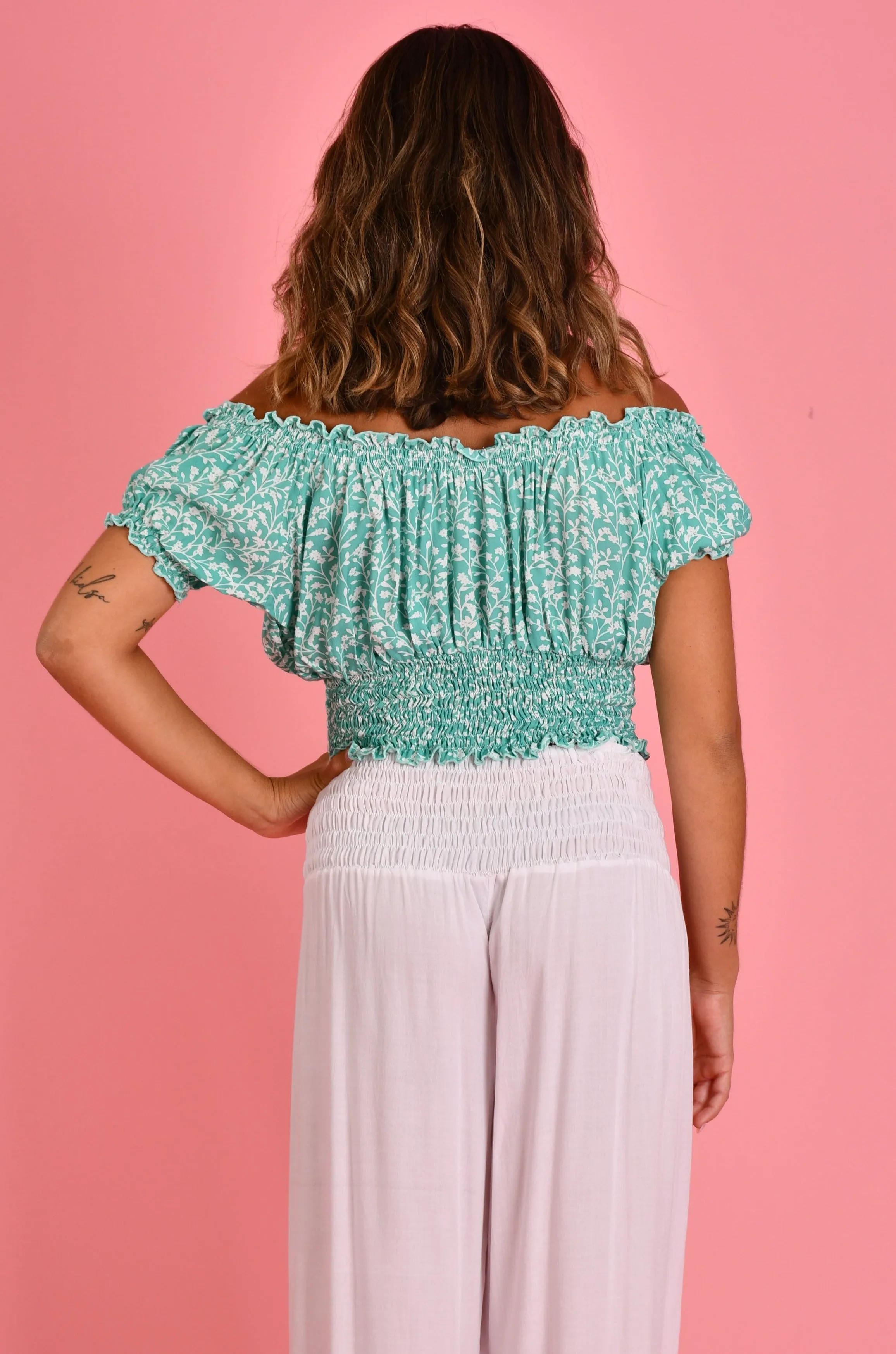 VGLT106 - PEASANT TOP - BLOSSOM MINT