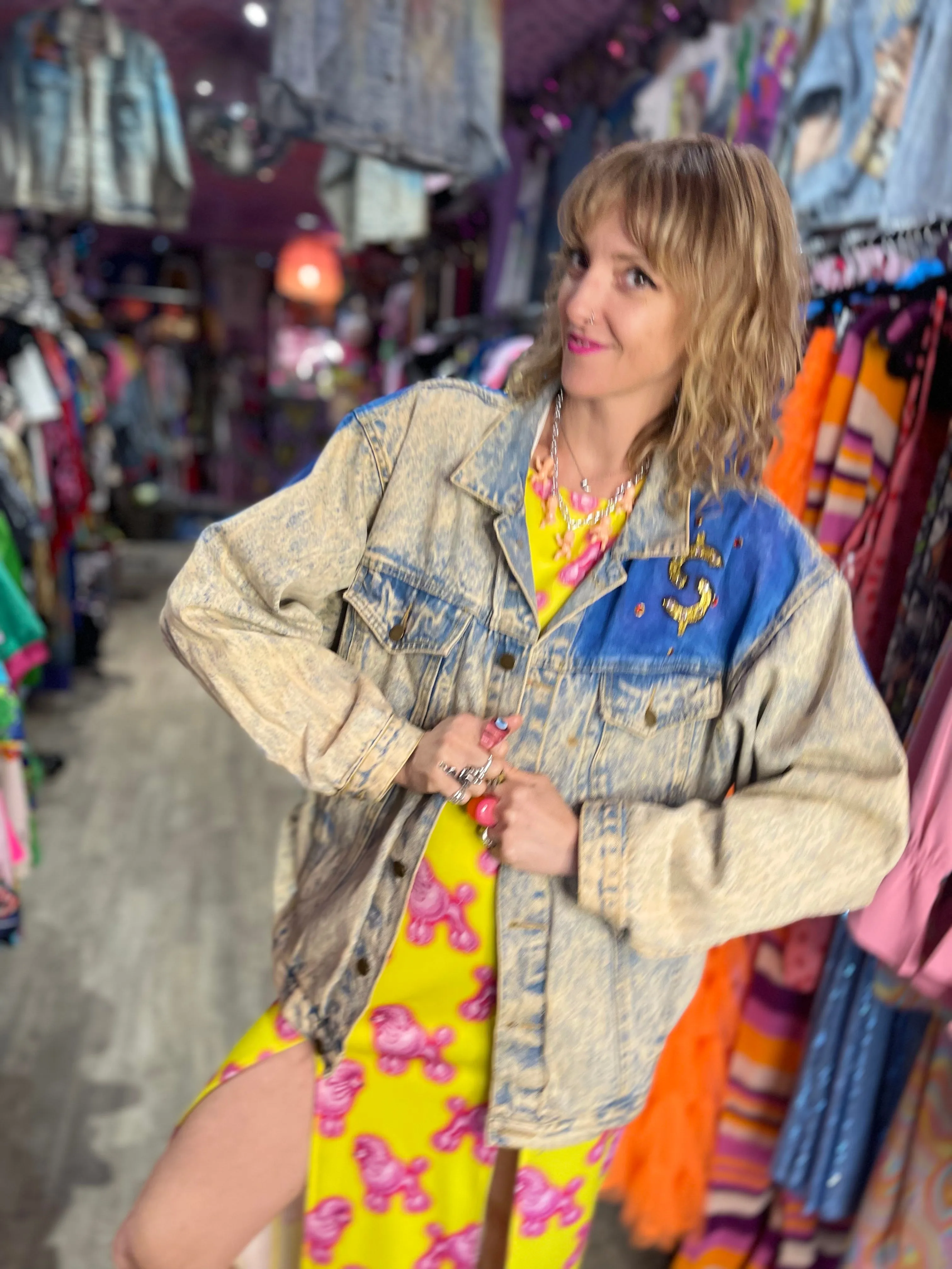 Vintage 80s Beverly Hills Painted Jean Jacket