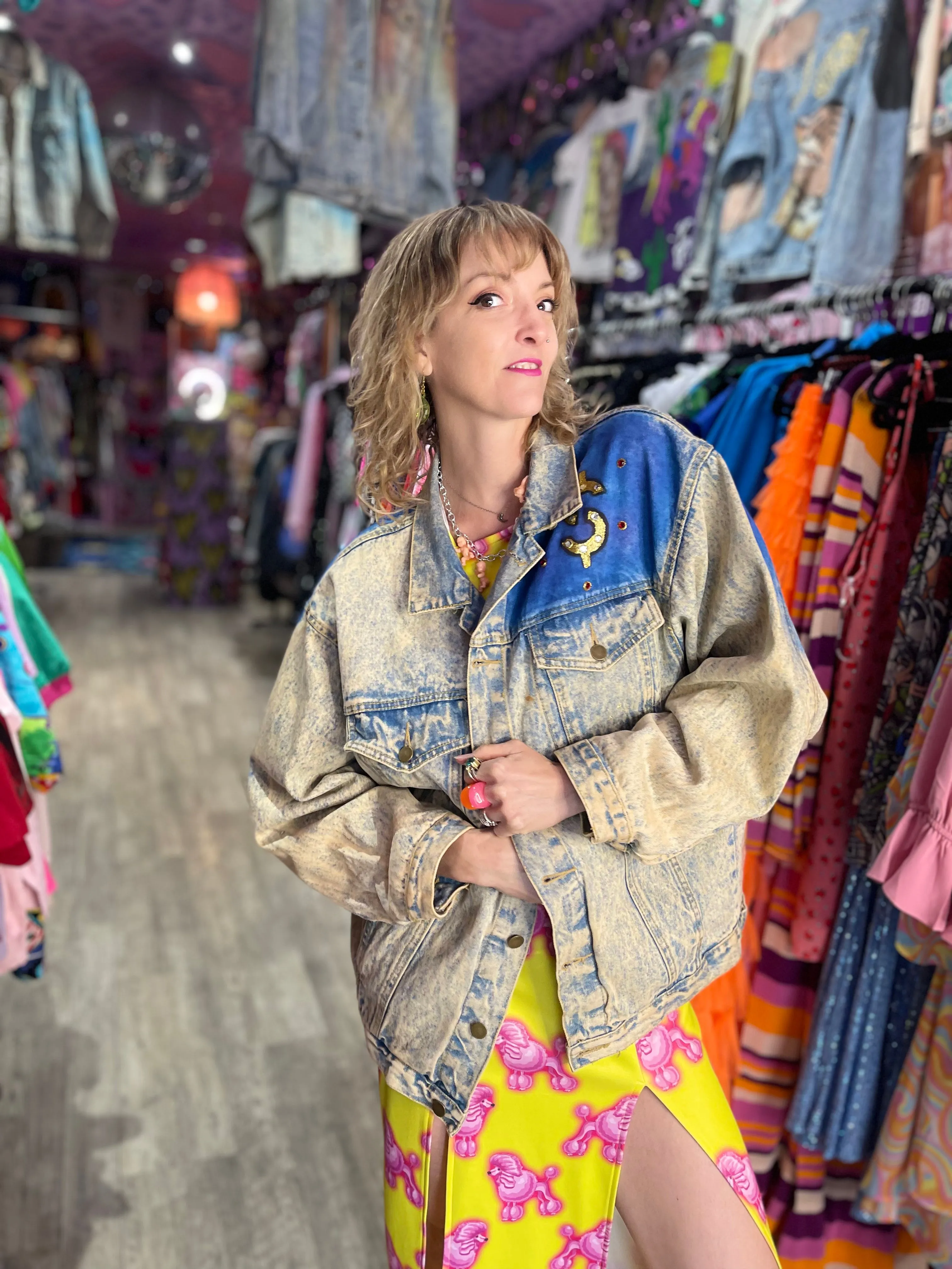 Vintage 80s Beverly Hills Painted Jean Jacket